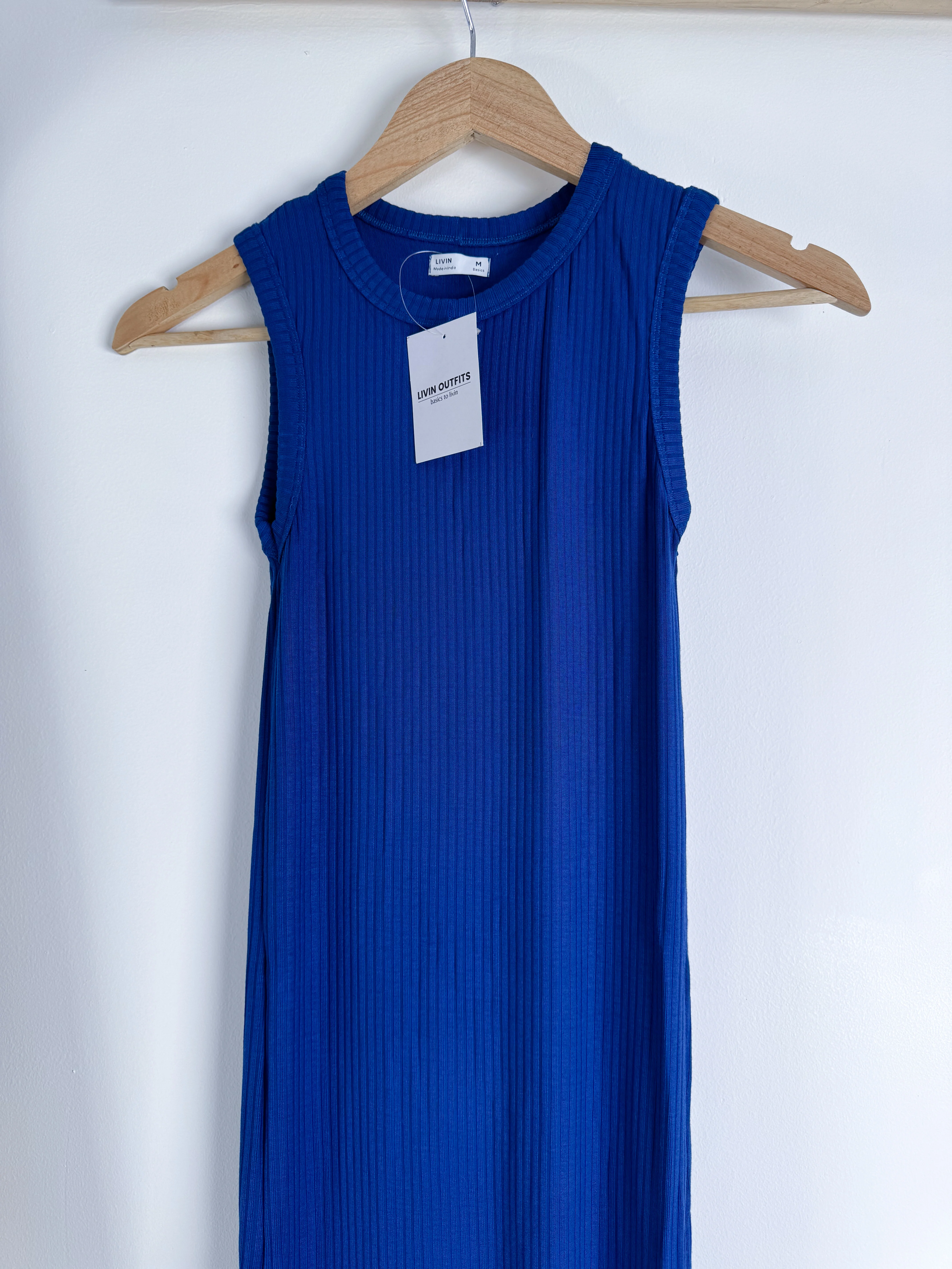 Royal Blue Bodycon Dress with Slit - Image 3